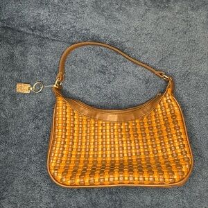 Brown Woven Leather Shoulder Bag